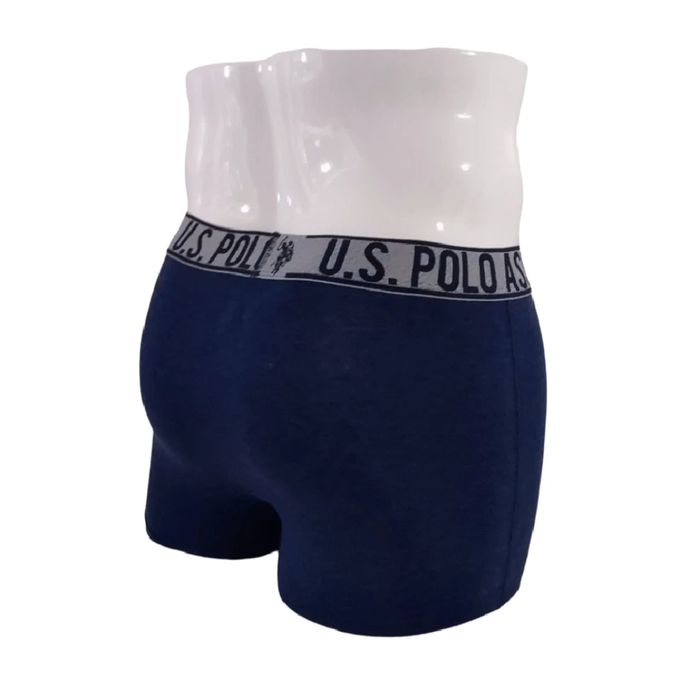 Мужские трусы-боксеры US Polo ASSN упаковка 4 шт. мешочек хлопковая смесь эластичные синие серые - Изображение 3 из 4