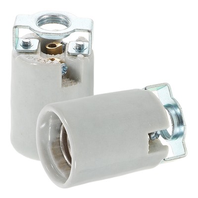  2 PCS Lamp Holder Screw Porcelain Light Socket Base E14 Connector Ceramic