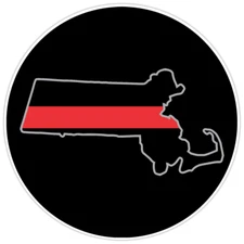 First Responder Thin Red Line Massachusetts Firefighter Bumper Sticker Decal 5"