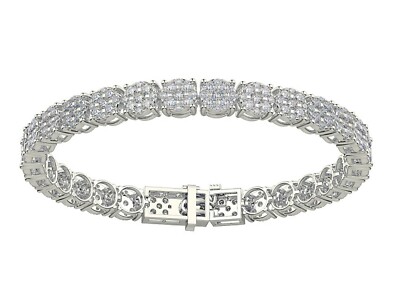 Lab Created CVD Diamond Cluster Tennis Bracelet 4ctw-7 1/2 ctw, 7 or 8'' 10k Gold