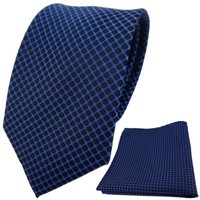 SchöNe Designer Tigertie Krawatte + Einstecktuch Dunkelblau Schwarz Gemustert