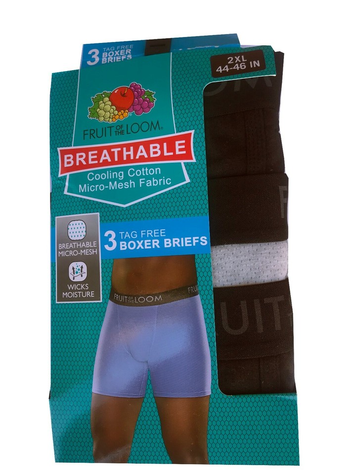 CALZONCILLOS BOXER FRUIT OF THE LOOM® GRANDES TRANSPIRABLES DE ALGODÓN MICROMALLA PARA HOMBRE PAQUETES DE 3/6