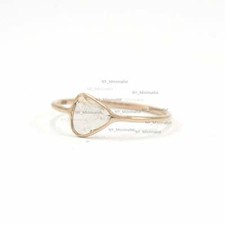 Solid 14K Yellow Gold Genuine 0.40 Ct. Slice Diamond Minimalist Delicate Ring