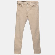 Emporio Armani Beige Denim Logo Embroidered Skinny Jeans Waist 29"