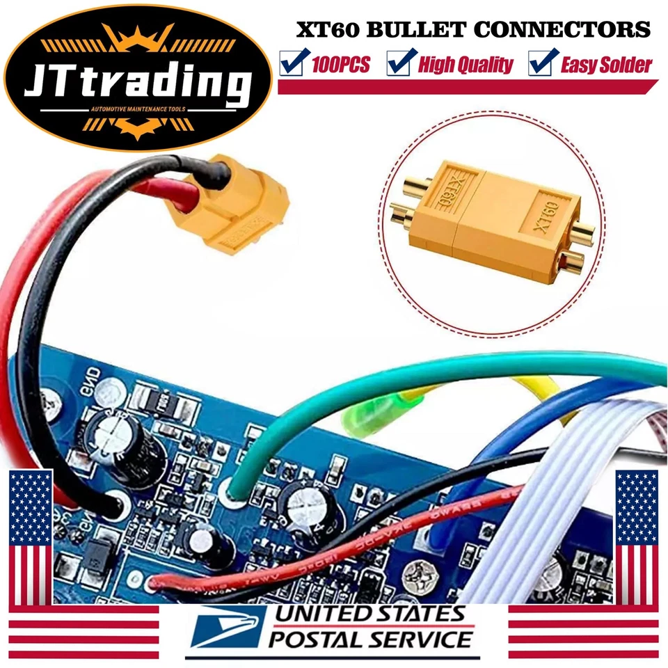 XT60 Bullet Connectors Gold Plated RC Lipo DIY Plug Power Battery XT-60 5~50Pair - Image 3 of 4