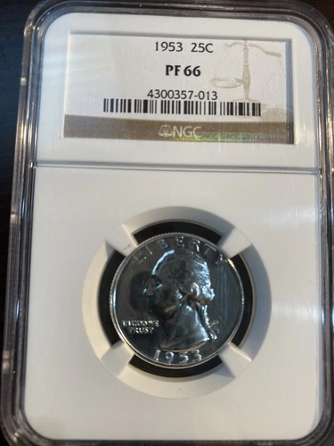 1953 PF66 Washington Quarter,PROOF, NGC PR 66
