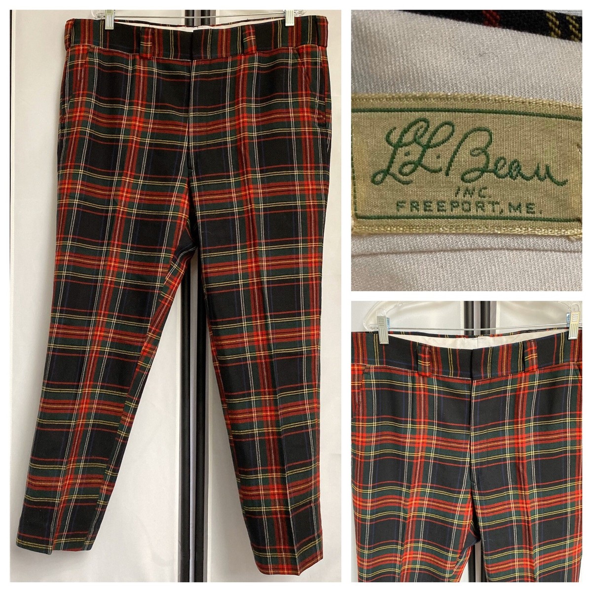 LL Bean Vintage 1950s Wool Pants Mens 40W 29L Tartan Plaid LL Bean Vintage 1950s Wool Pants Mens 40W 29L Tartan Plaid