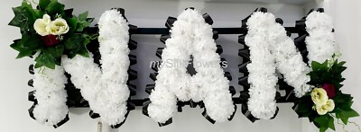 NAN Künstliche Seide Trauer Blumen alle 3 Buchstaben Name Hommage Kranz