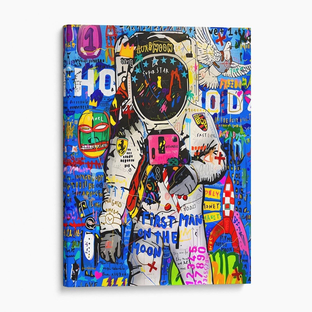 Astronaut Banksy First Man On The Moon Graffiti Trendy Canvas Wall