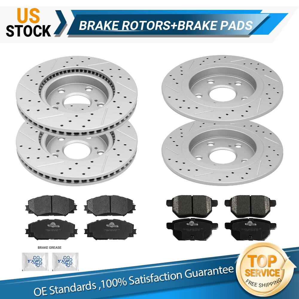 Front And Rear Drilled Disc Rotors Ceramic Brake Pads For 2005 - 2010 Scion TC - Foto 3