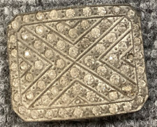 Reyco Belt Buckle Womens Metal White Rhinestone Cottagecore Western 1.5" X 1"