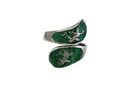 Vintage Siam Thai Dancer Sterling Silver Bypass Ring Green Enamel Size 6 Adjusts