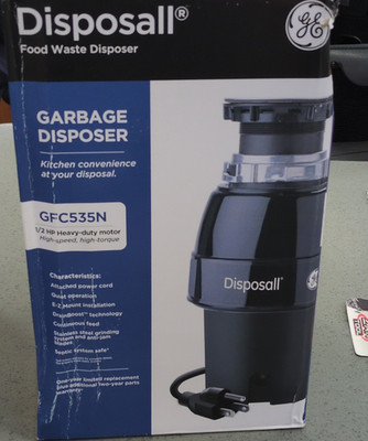 GE GFC535N 1/2 HP Continuous Feed Garbage Disposal w/ Power Cord, E-Z Mount