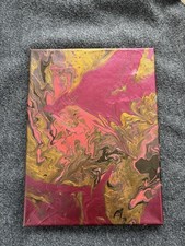 Poured Art Marbled Purple Small Painting 8x10 in. Pre-owned Pink Gold