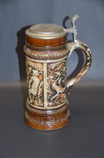 Maßkrug mit Zinndeckel - schönes Motiv - GERZ