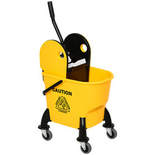 HOMCOM Mop Bucket on Wheels with Carry Handle, Wringer for Household Yellow