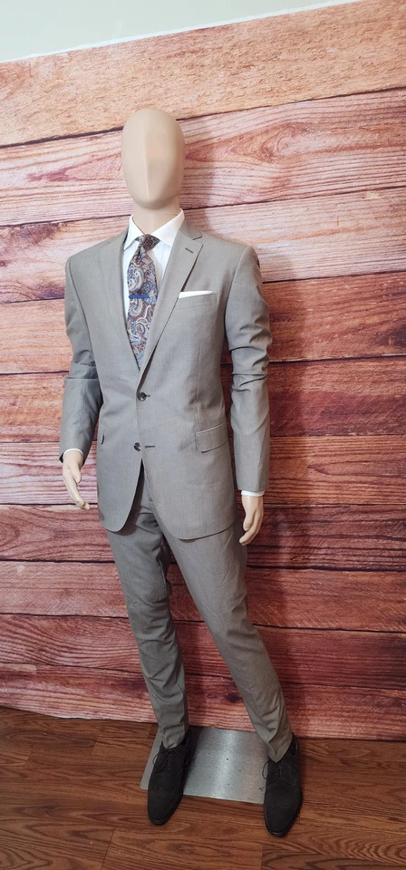 Men's Suit J.Ferrar JF Slim Fit 44L 34x34 Tan Suit Summer/Spring Suit - Image 2 of 4