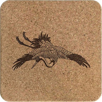 Quadratischer Korkuntersetzer/Topfständer 'Japanischer Kranichvogel' (TR00027664)