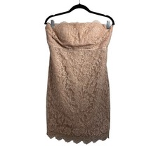 Jenny Yoo Blush Pink Strapless Lace Mini Bridesmaid Dress