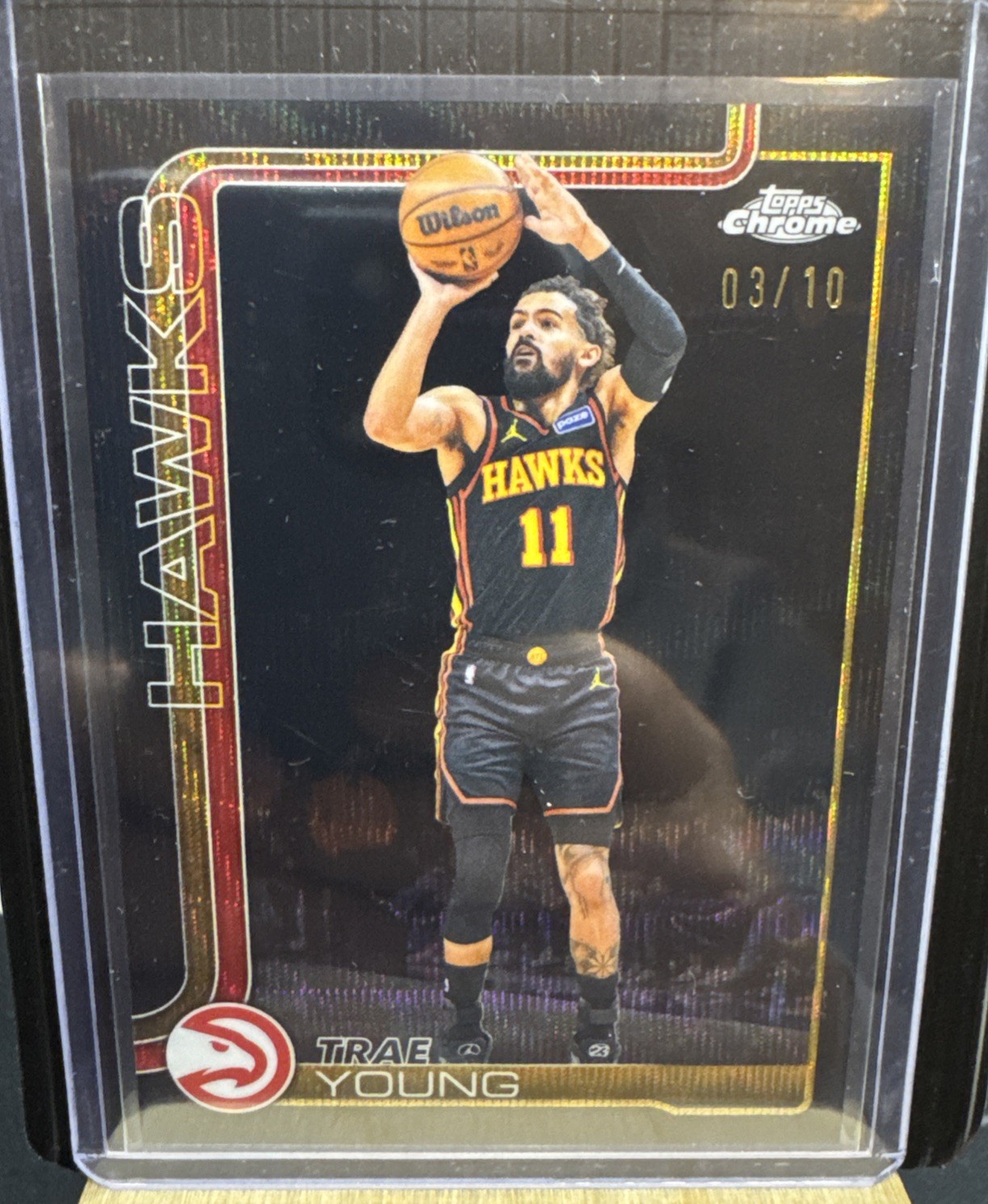 2025 Topps Chrome Update TRAE YOUNG BLACK Wave /10