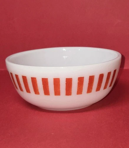 Vintage Retro Mid Century Hazel Atlas Red & White Candy Stripe Cereal Bowl