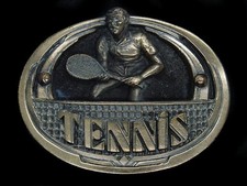 TC03141 VINTAGE 1983  TENNIS  SPORTS COMMEMORATIVE BELT BUCKLE