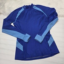 Under Armour Mock Neck Women's Large Long Sleeve Blue Running Shirt Base Layer