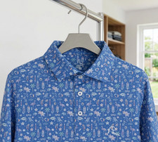 NEW Rhoback The Sunshine State Polo - Bunker Blue - Stay-Crisp Collar Fabric