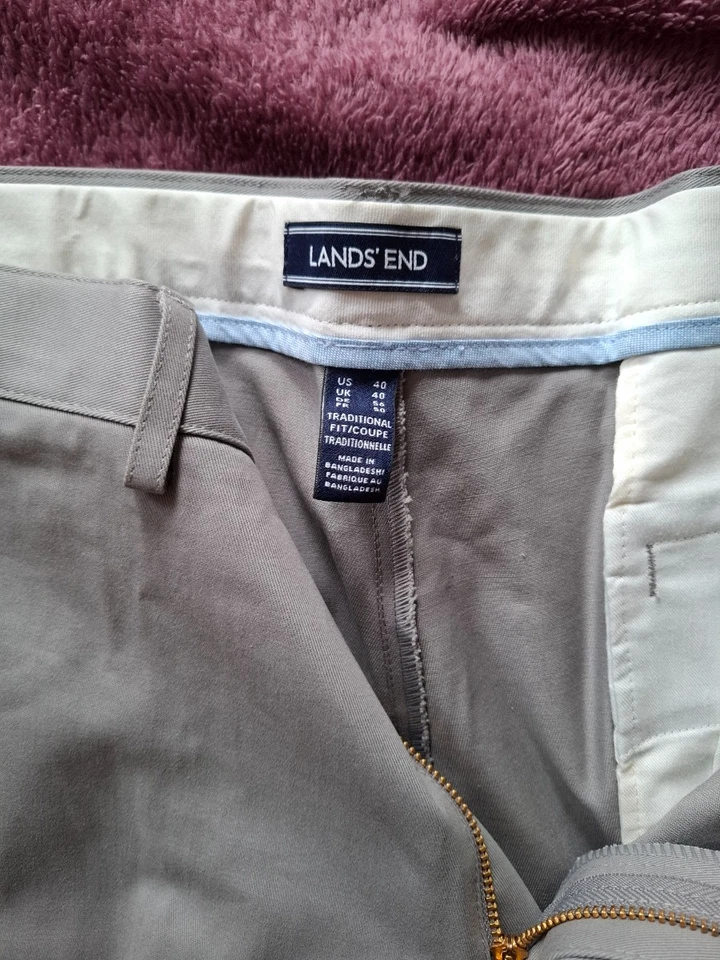 Lands' End Pantaloni Uomo Chino Grigio Cotone (IT 56, EU 52, W40, INT XL) - Imagen 2 de 2