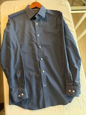 Banana Republic Men's Non-Iron Geometric Blue Cotton Dress Shirt Size M