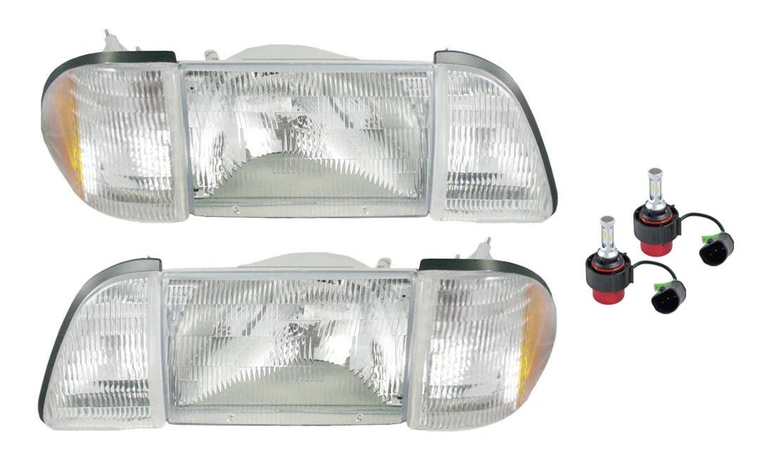 Juego De 6 ópticas Ahumadas Para Ford Mustang Euro 1987-1993 - Faros Y Luces Laterales ámbar, Con Bombillas LED 6500K