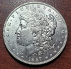 1887 Morgan Silver Dollar BU UNC Reverse Strike-Through Error Uncirculated Coin