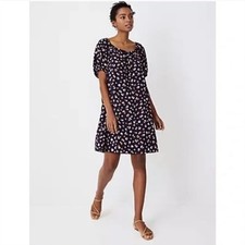 Ann Taylor Dress Women’s Sz S Scoop Neck Bubble Sleeve Swing Animal Print 