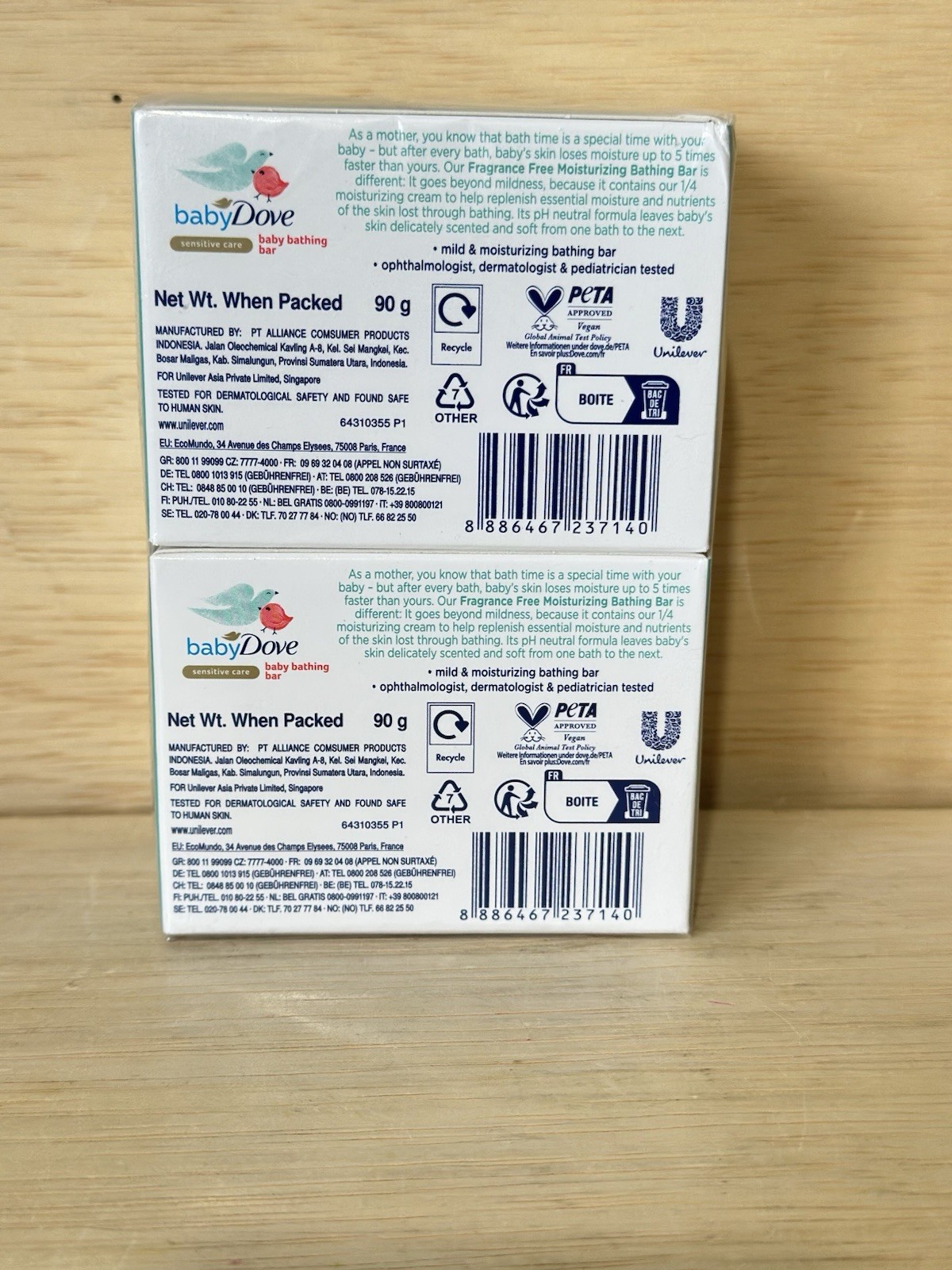 4-Baby Dove Baby Bathing Bar Fragrance Free Moisture Bathing Soap Exp 4/27
