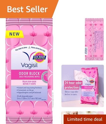 20 Feminine Hygiene Wipes in Resealable Pouch   Gynecologist Tested & Flushable