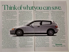 1992 Honda Civic VX Two Page Print Ad Think
