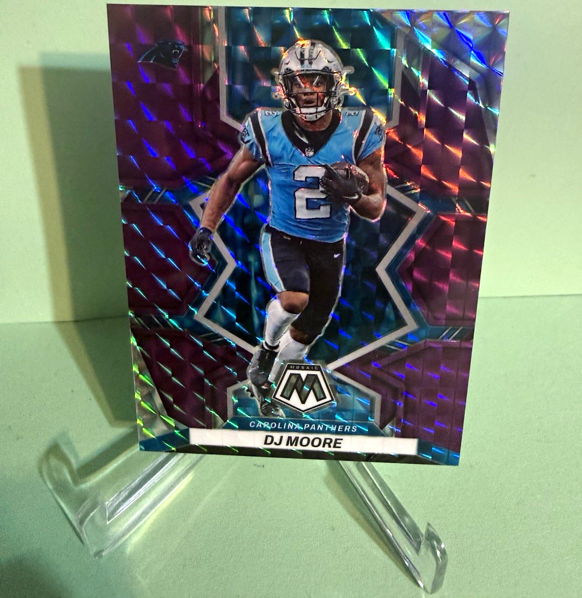 Panini Mosaic 2022 DJ Moore Panthers Purple Mosaic Prizm #29 /49