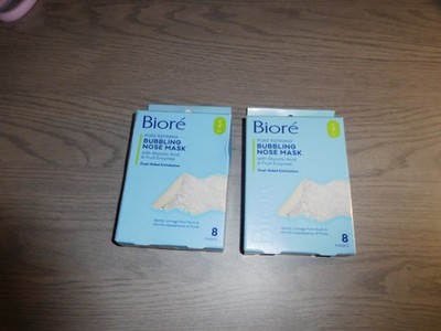 Bioré Pore Refining Bubbling Nose Mask Glycolic & Fruit Enzymes 8 Ct(Set of 2)