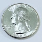 1964 P SILVER WASHINGTON QUARTER 90% SILVER AU ALMOST UNCIRCULATED DETAILS #8114