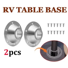 2X RV Table Bases Silver Aluminium Floor Fixed Mount Pedestal Repair Part Camper