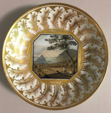 Chamberlain Worcester painted saucer bowl Dumbarton Rock Scotland Thomas Baxter?