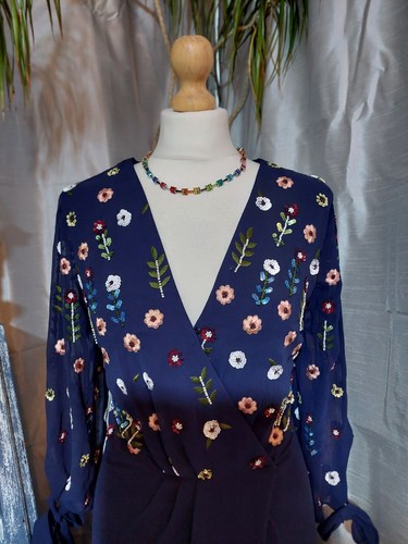 Gorgeous New Mango Dress Size L Blue Classic Elagant Wedding Ascot Cruise - Picture 2 of 7