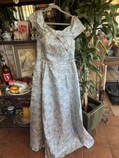Azazie "Harriet" Dress Without Crisscross Back Wedgewood Blue With Silver Thread