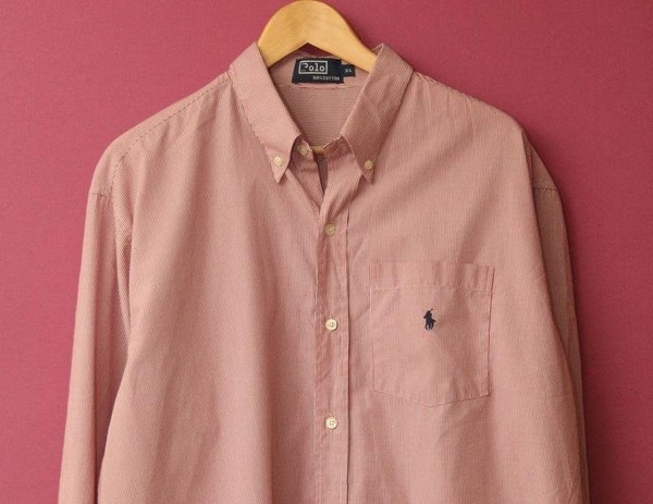 Men Polo Ralph Lauren Shirt Red Cotton 42 / XL / #CIBL