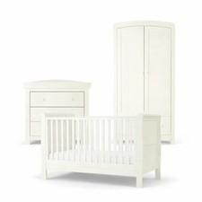 Mamas&Papas Mia Sleigh Nursery Set: Cot Bed, Sleigh Bed, Wardrobe, Drawers,White