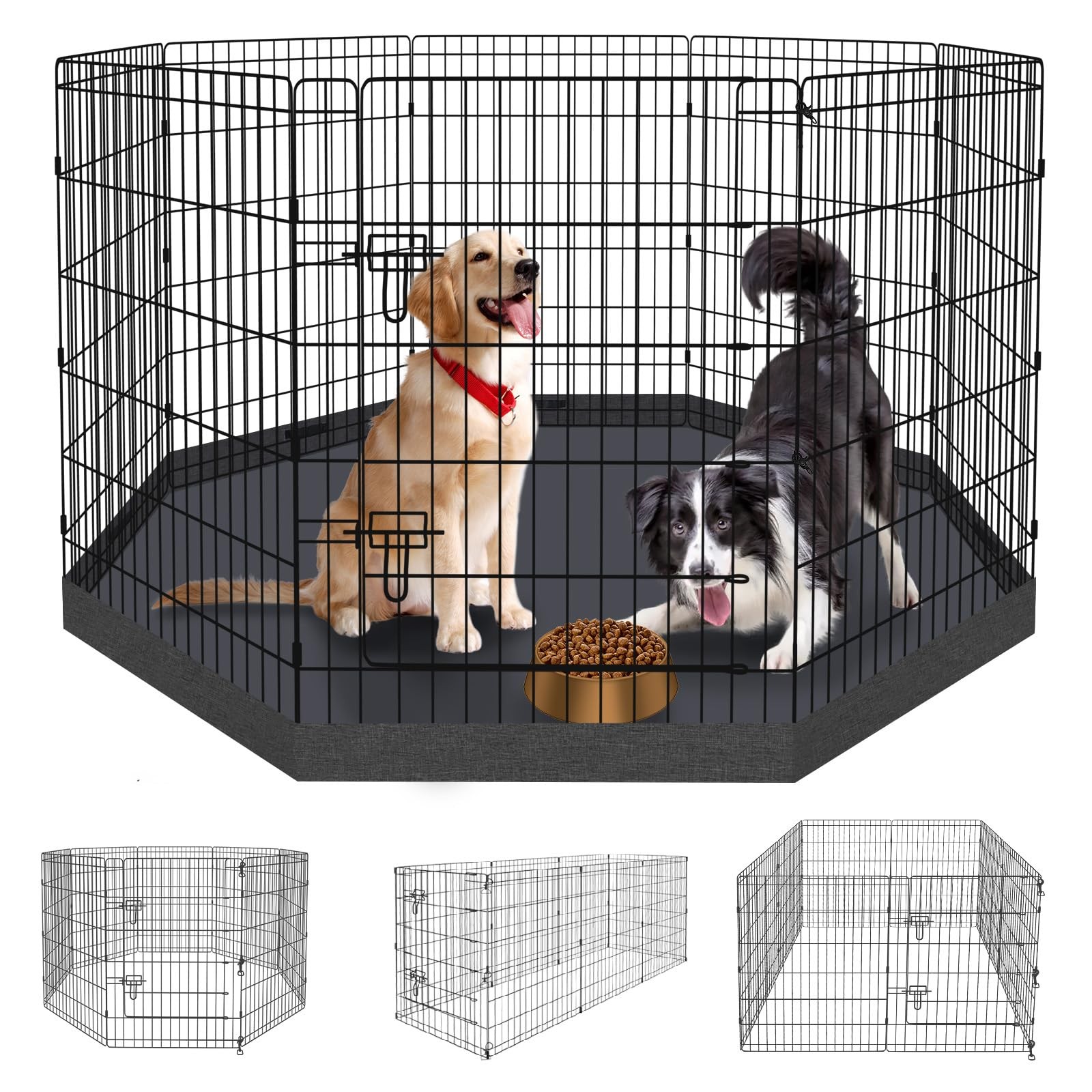 Dog Pen Pet Playpen Dog Fence Indoor Foldable Metal Wire Exercise Puppy Play ...