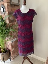 Joe Browns Lace Dress Size 14 Bow Back Detail Claret Wedding Races Occasion