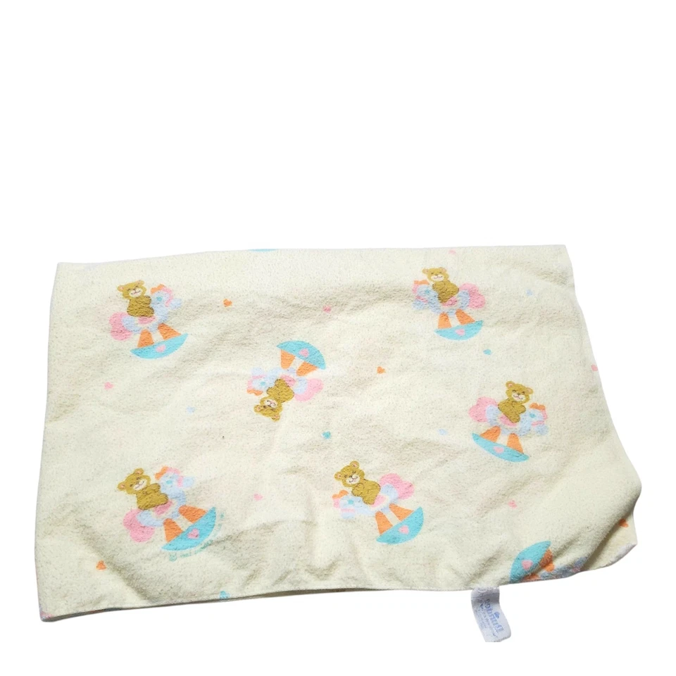 复古邓迪婴儿安全毯 泰迪熊 摇马 100% 棉 黄色 — 第 2/4 张图片