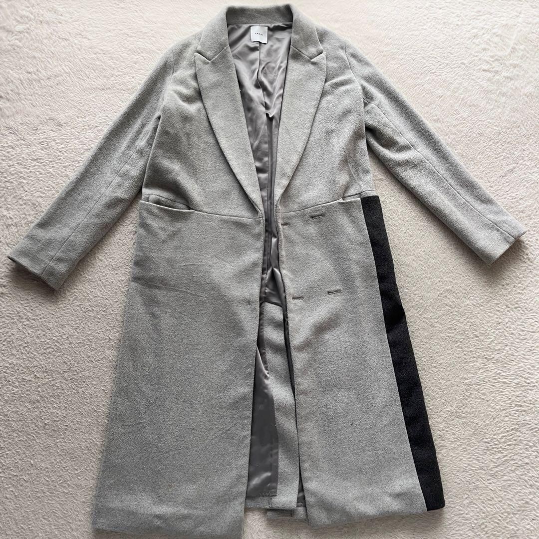 Ameri Vintage Chesterfield Long Coat Gray Double … - image 2