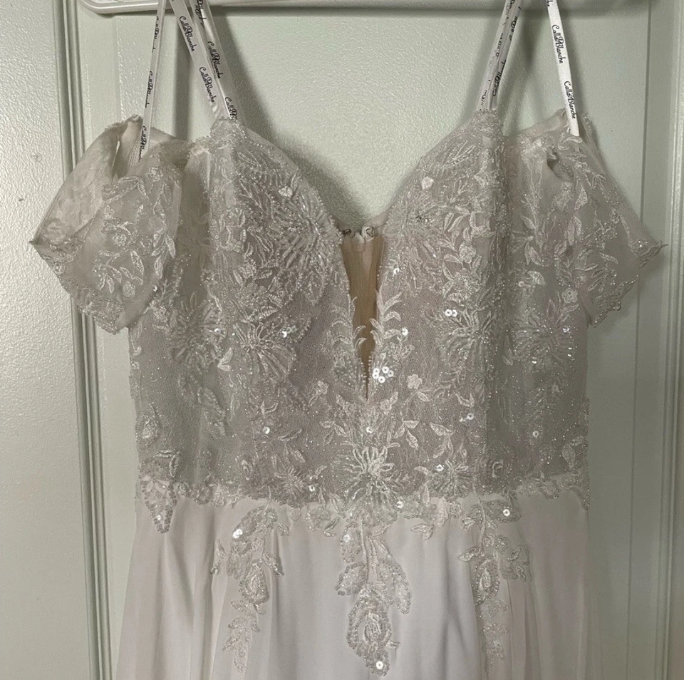 Nuevo sin etiquetas Vestido de novia Calla Blanche blanco de encaje talla 14 vestido de novia diseñador $3,000+ Foto 4 de 4